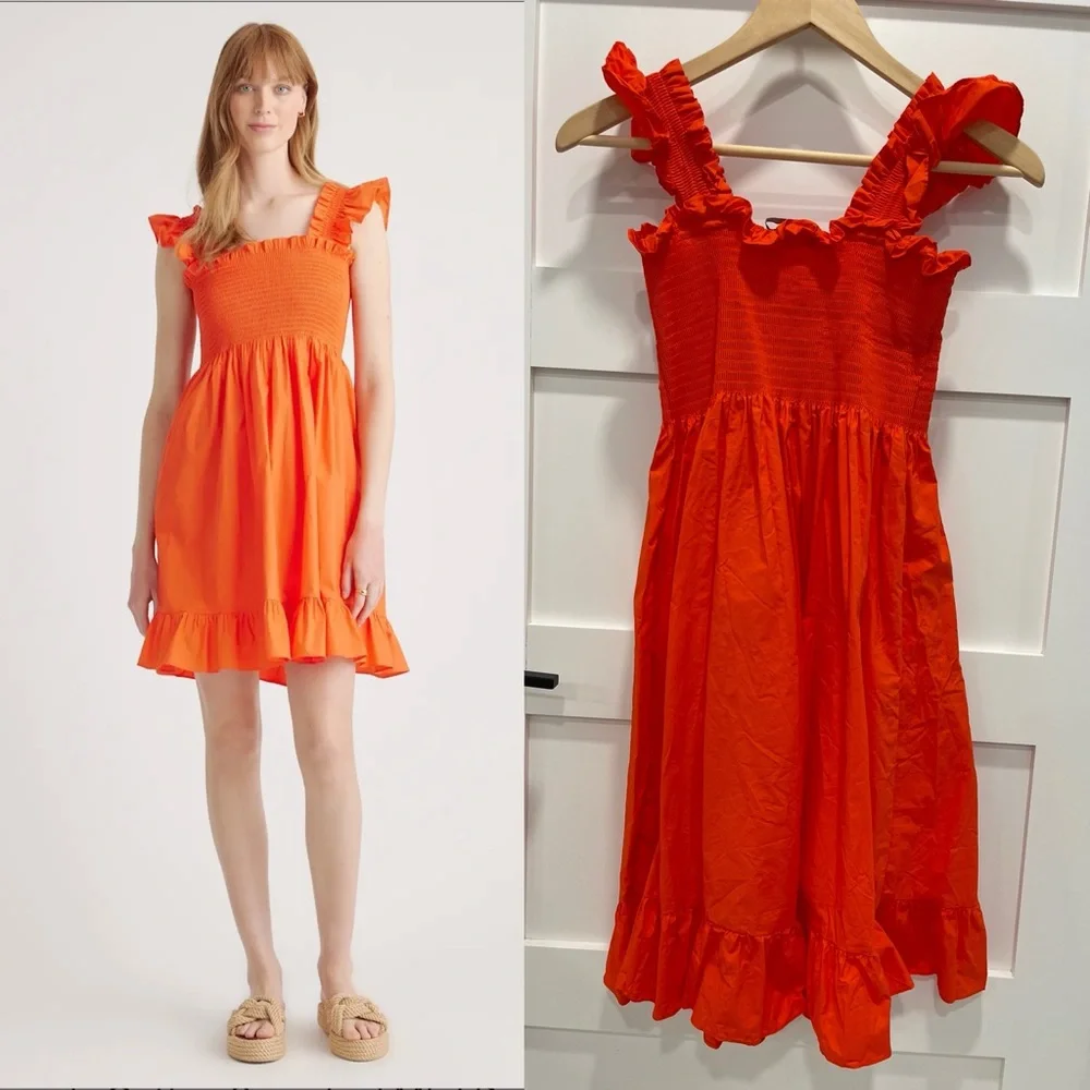 Cute Quince smocked sleeveless Red dress M - Picture 1 of 8